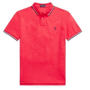 Polo by Ralph Lauren Red Polo Shirt with Stripe Trim